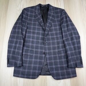 Canali Mr•Sid BlazerCashmere Lana Sport Coat Italy Windowpane 2 Button Size 44